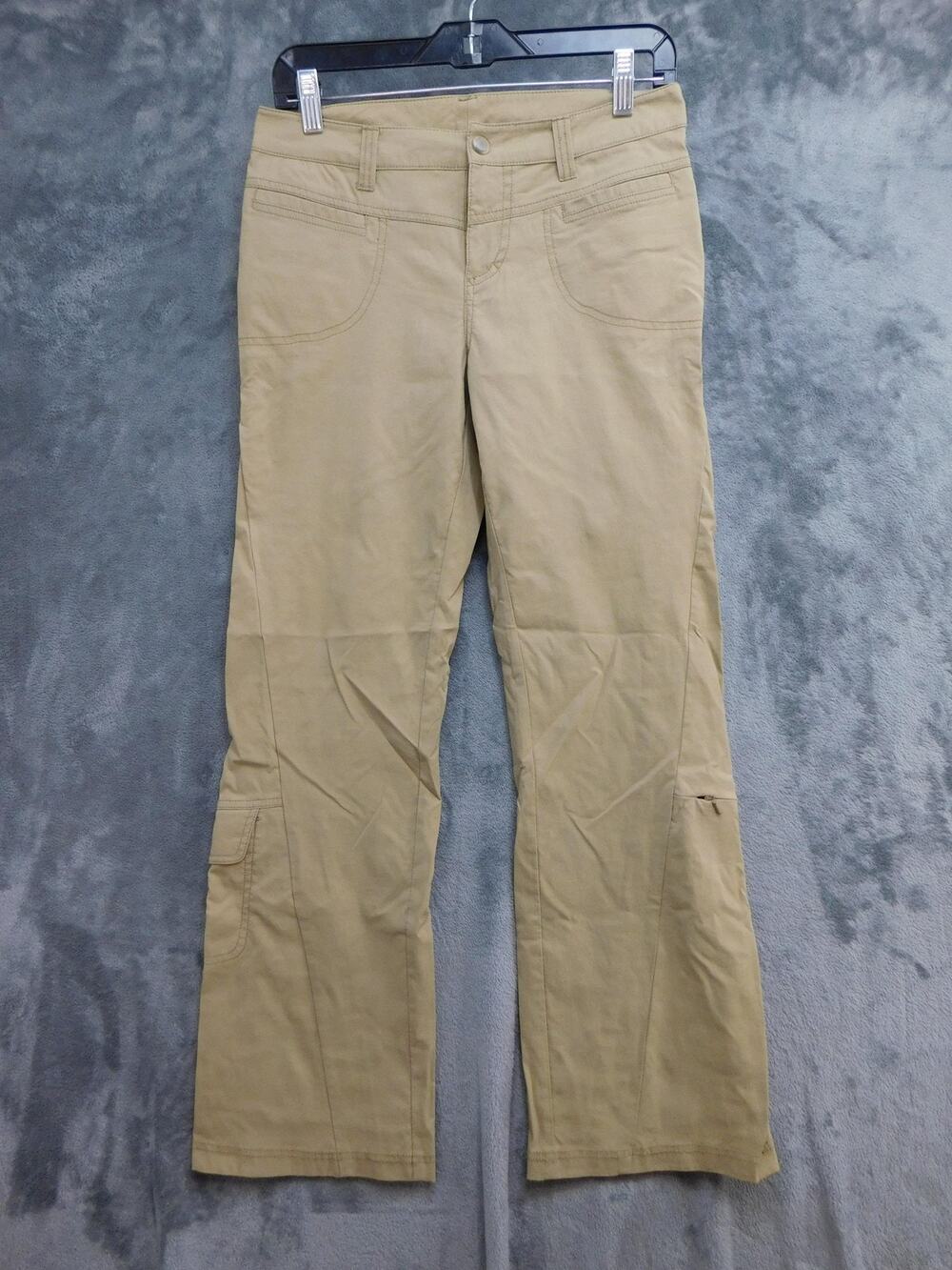 ATHLETA Pants Womens 6 Khaki Stretch Straight Cargo Pocket Flap Travel